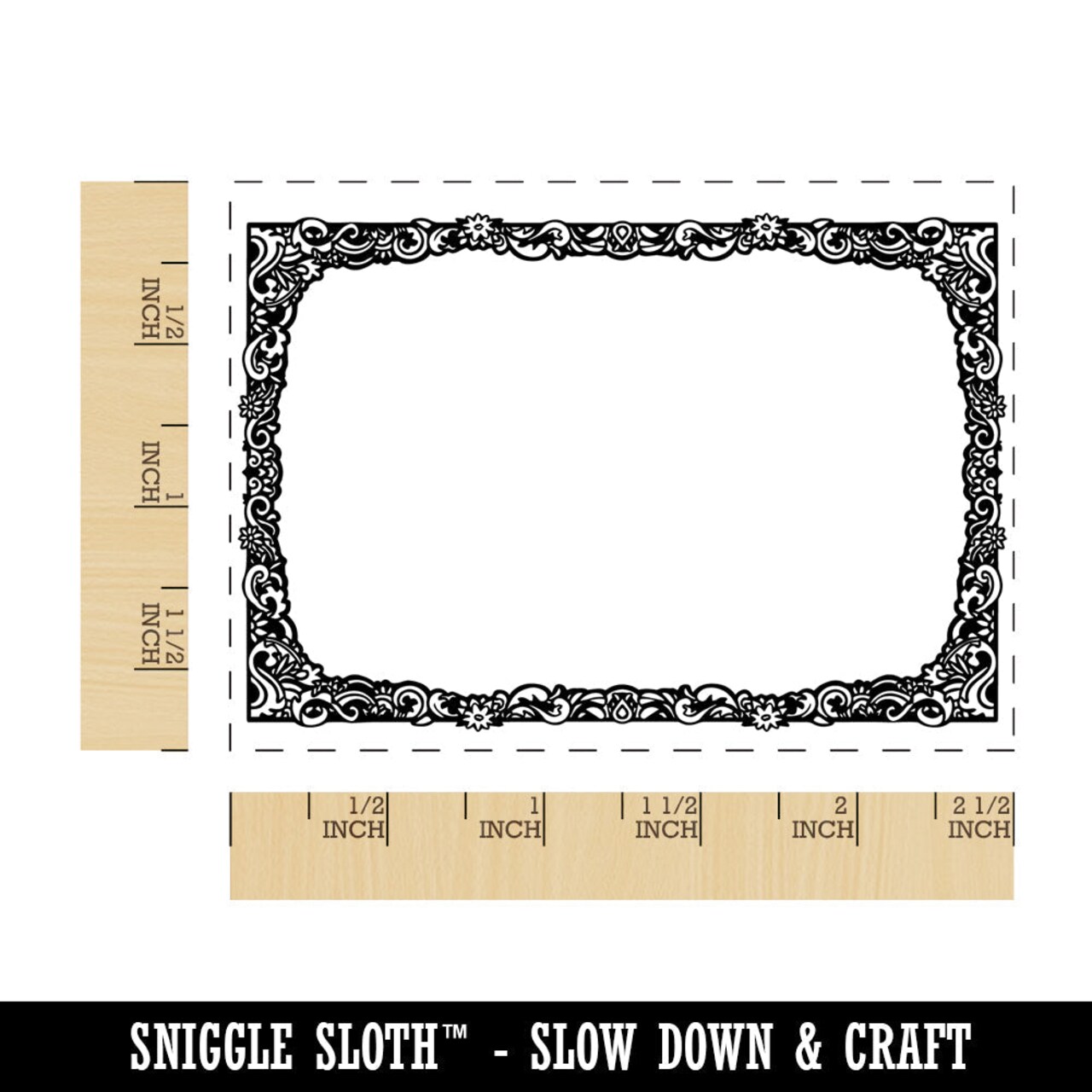Elegant Vintage Flower Floral Frame Rectangle Rubber Stamp for Stamping Crafting